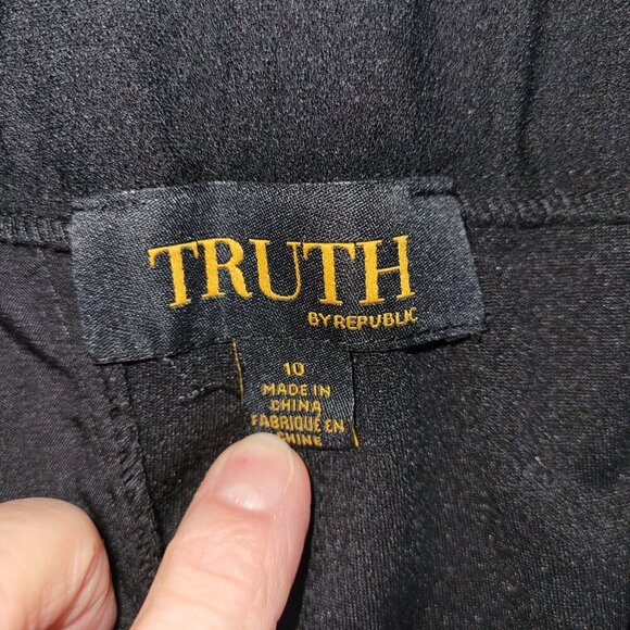 Truth by Republic Women’s Black Stretch Wide Leg Flare Pull-On Pants Size 10 - Picture 9 of 12